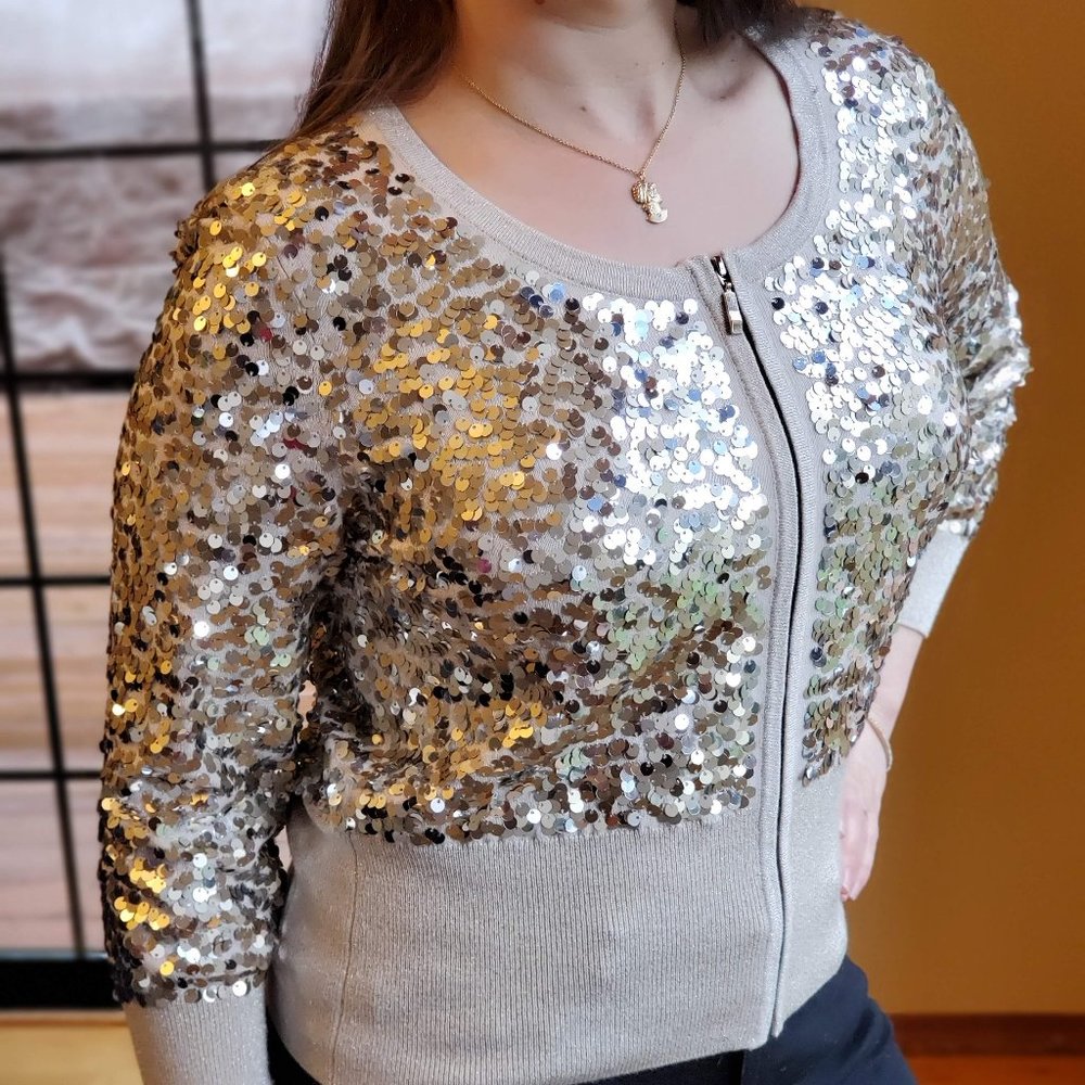 Champagne Sequin Sweater Top